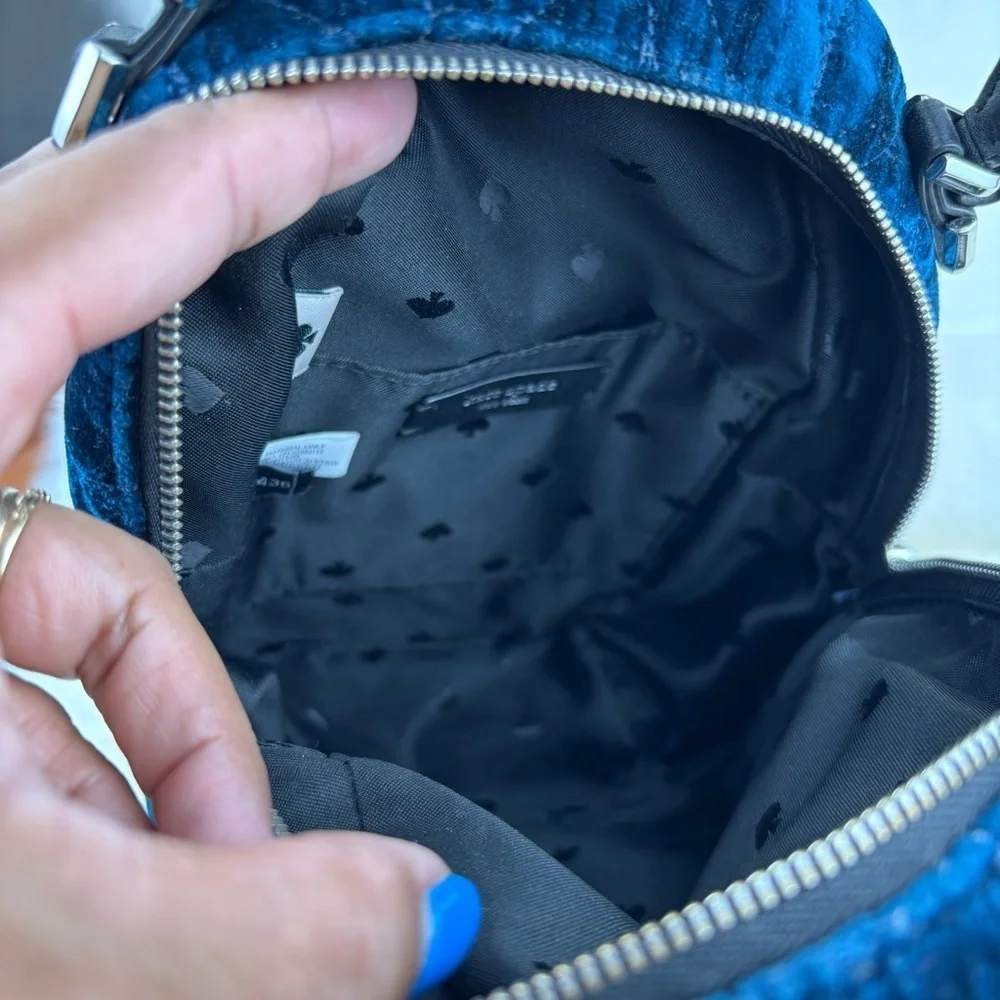 Kate Spade Briar Lane Quilted Crushed Velvet mini Midnight Blue Backpack